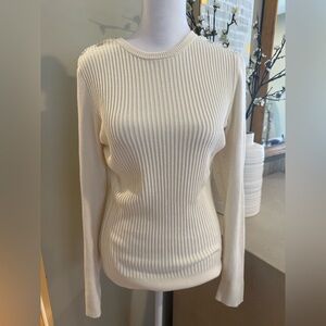 J. McLaughlin Ivory Ribbed Knit Top
